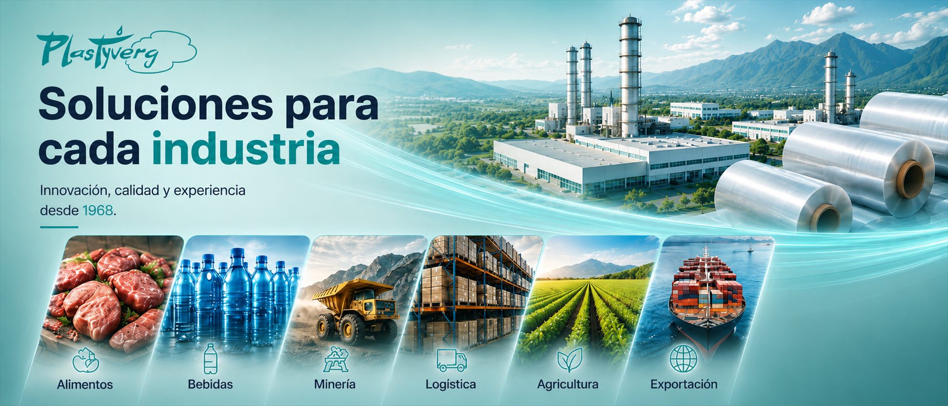 Soluciones para cada industria: Alimentos, Bebidas, Minería, Logística, Agricultura, Exportación.