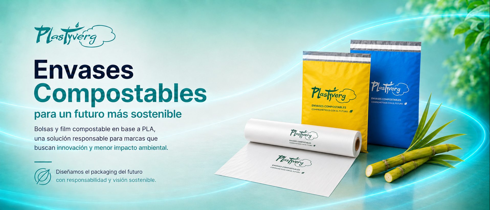 Envases compostables para un futuro más sostenible. Film y bolsas compostables en base a PLA: una solución responsable para marcas que buscan innovación y menor impacto ambiental.