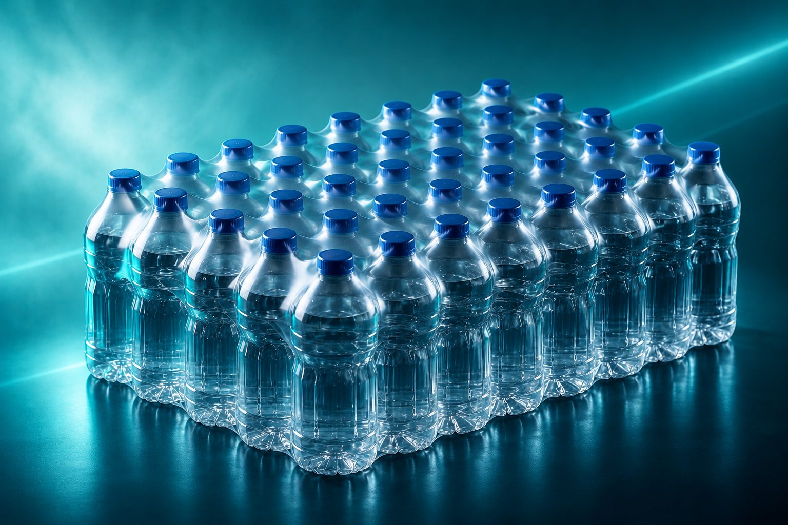 Botellas embaladas con film termocontraíble